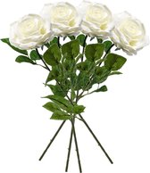 5x Creme rozen Marleen kunstbloemen 63 cm - Woondecoratie/accessoires - Kunstbloemen - Nepbloemen - Kunsttakken - Roos/rozen