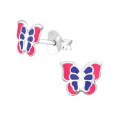 zilveren roze paars vlinder oorstekers | Oorbellen meisje | Kinderoorbellen meisje zilver | Zilverana