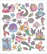 Stickers, zeemeerminnen, 15x16,5 cm, 1 vel