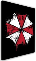 Schilderij , Umbrella Corp , 2 maten , wit rood zwart ,wanddecoratie ,Premium Print