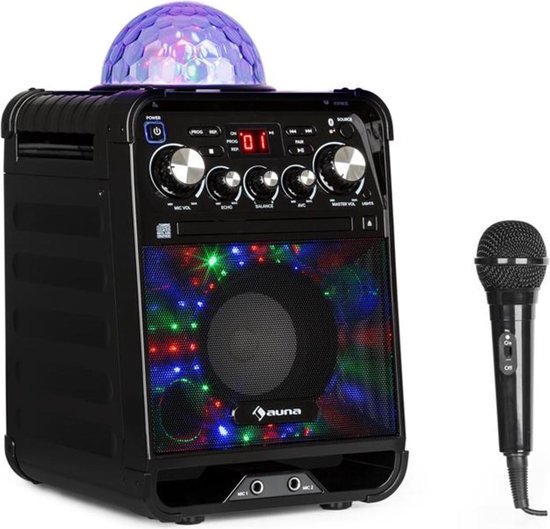 SUDOTACK Machine Karaoké Avec 2 Microphones Sans Fil Bluetooth Haut-parleur Box Avec Réglage Basses / Hauteurs Pour Fête Extérieure Mariage Église Pique -nique Cadeau Adulte/Enfant Rose