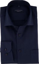 CASA MODA comfort fit overhemd - twill - blauw - Strijkvriendelijk - Boordmaat: 50