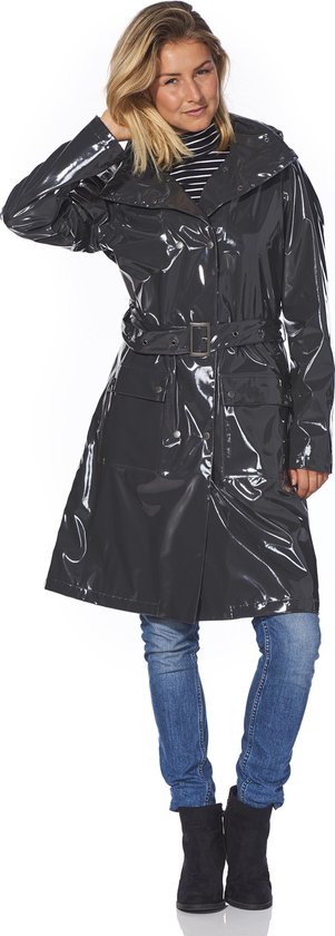 naakt Absoluut Marco Polo Long lacquer raincoat Angela anthracite -L | bol.com