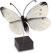 Handbeschilderde urn vlinder in hout - wit - type Koolwitje - Asbeeld Dieren Urn Voor Uw Geliefde Dier - Kat - Hond - Paard - Konijn