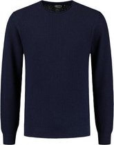 Gents - Roundneck structuur blauw - Maat XXL