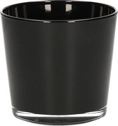 1x Glazen theelichten/waxinelichten kaarsenhouders zwart glas 10 x 9 cm - Woonaccessoires - Theelicht/waxinelicht kaarshouders