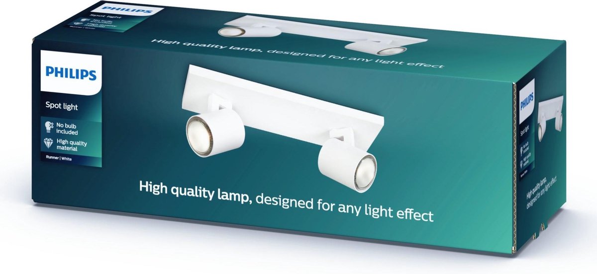 Philips Led Opbouwspot | Rond | MyLiving Runner | Wit | 2x GU10 Fitting Lph02177 Big