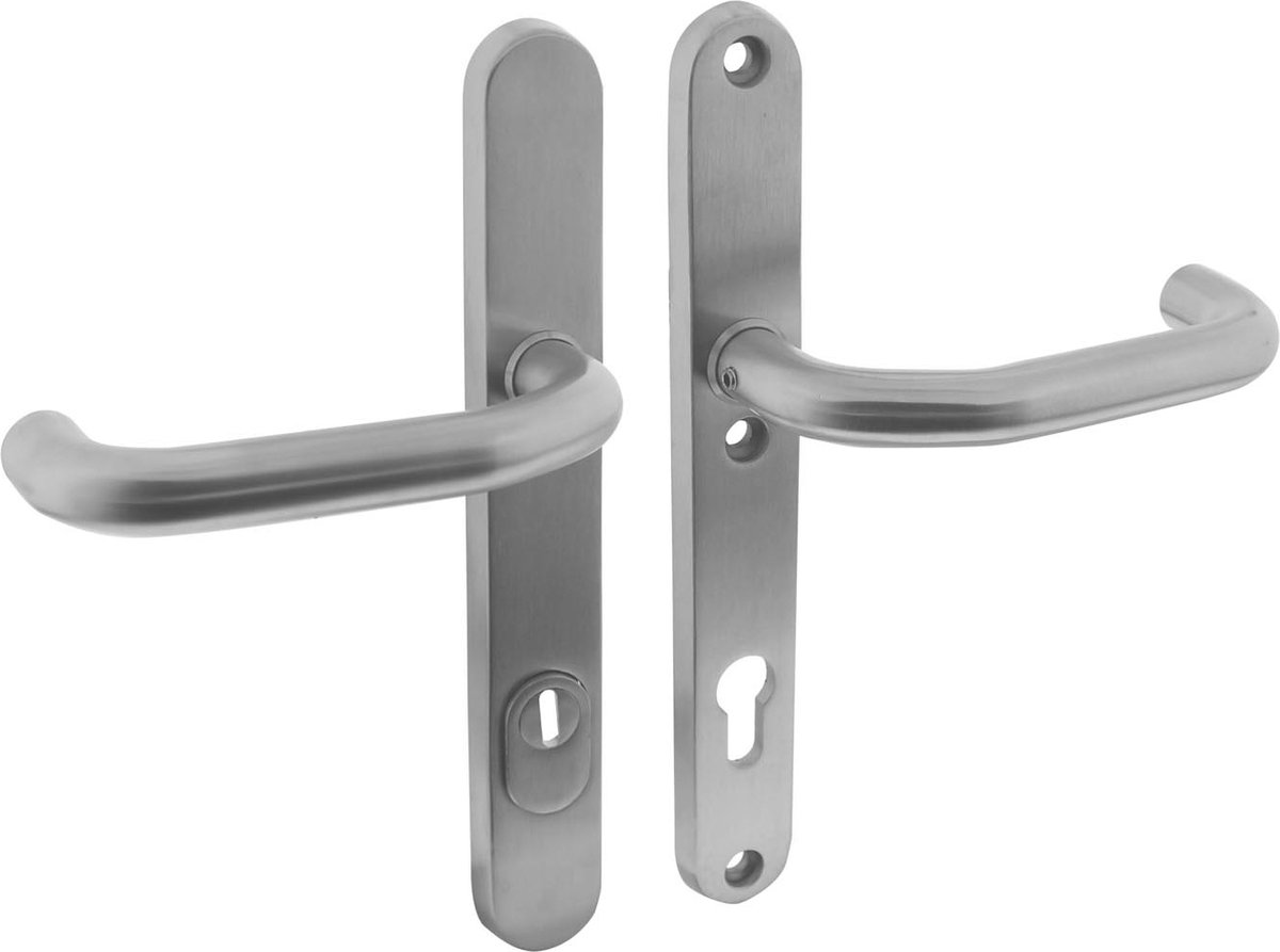 Intersteel Veiligheidsbeslag SKG*** met kerntrekbeveiliging profielcilindergat 92 mm geveerd smal ovaal achterdeurbeslag rvs geborsteld