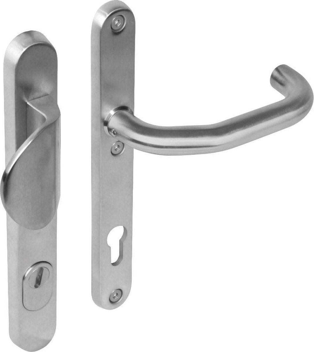 Intersteel Veiligheidsbeslag SKG*** met kerntrekbeveiliging profielcilindergat 92 mm smal ovaal voordeurbeslag rvs geborsteld