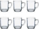6x Theeglazen/koffieglazen transparant glas met inhoud 260 ml