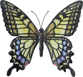Wanddecoratie - 3D metaal vlinder geel/zwart - 3D art - voor huis en tuin
