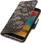 Wicked Narwal | Lace bookstyle / book case/ wallet case Hoes voor Samsung Galaxy A7 (2016) A710F Zwart