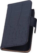 Wicked Narwal | Croco bookstyle / book case/ wallet case Hoes voor HTC One SV Zwart