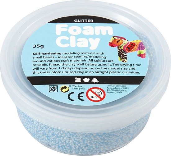 Foam Clay Creotime glitter lichtblauw 35 gram