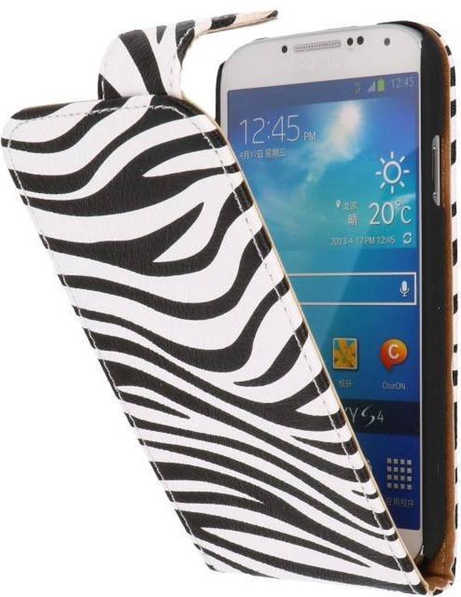 Wicked Narwal | Zebra Classic Flip Hoes voor Samsung Galaxy S4 i9500 Wit