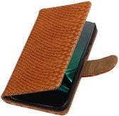 Wicked Narwal | Snake bookstyle / book case/ wallet case Hoes voor Motorola Moto G4 Play Bruin