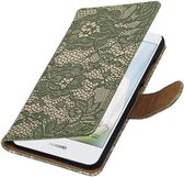 Wicked Narwal | Lace bookstyle / book case/ wallet case Hoes voor Huawei Nova Donker Green