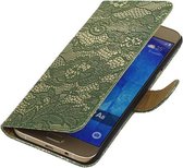 Wicked Narwal | Lace bookstyle / book case/ wallet case Hoes voor Samsung galaxy a8 2015 Donkder Groen