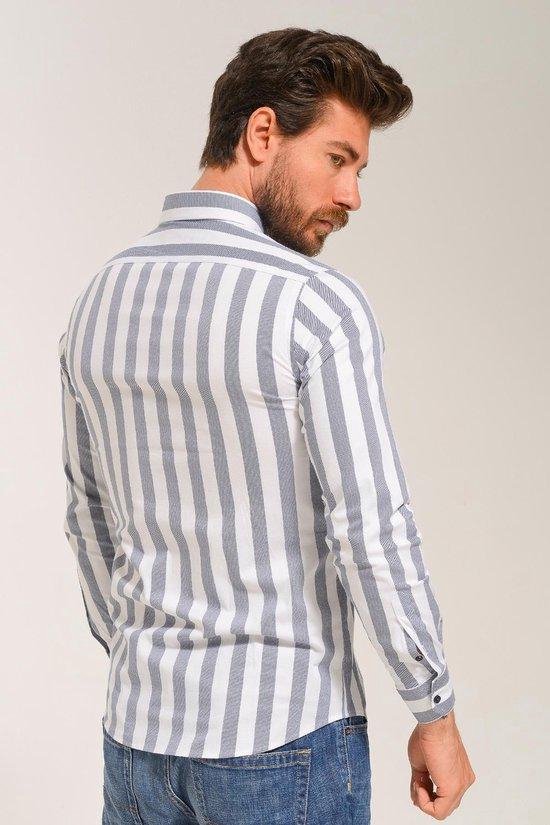 Rationeel etiquette attribuut Superbey blouse heren - slim fit - wit grijs gestreept - 3XL | bol.com