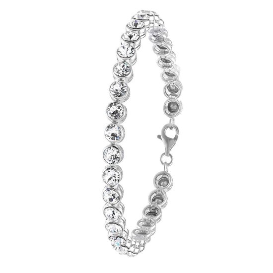 Lucardi - Dames Armband met kristal - Echt Zilver - Armband - Cadeau - 20  cm - Goudkleurig | bol.com