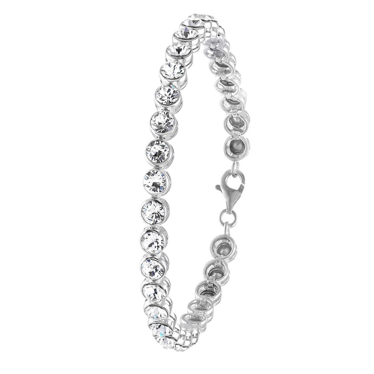 Lucardi Dames Armband met kristal - Echt Zilver - Armband - Cadeau - 19 cm - Zïlverkleurig - Zilverkleurig