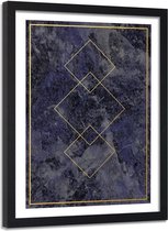 Foto in frame , Gouden vierkanten , 80x120cm , zwart geel , wanddecoratie