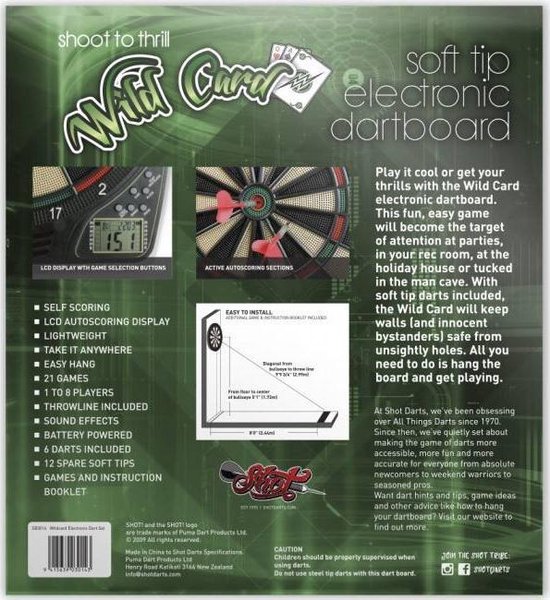 Thumbnail van een extra afbeelding van het spel Shot Wildcard Softtip Electronisch Dartbord