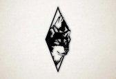 Wanddecoratie - Wolf in natuur - L - 109x42cm - Zwart - muurdecoratie - Line Art