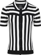 Collectif Lailie Striped 60's Cardigan Zwart Wit