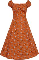 Collectif Dolores Hoot Hoot Owl 50's Swing Jurk Oranje