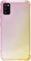 ADEL Siliconen Back Cover Softcase Hoesje Geschikt voor Samsung Galaxy A41 - Kleurovergang Roze Geel
