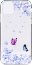 iPhone 12 Pro Max - hoes, cover, case - TPU - Vlinders paars blauw