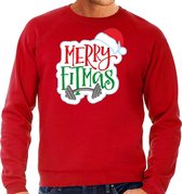 Merry fitmas Kerstsweater / Kersttrui rood voor heren - Kerstkleding / Christmas outfit XL