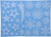 Setje van 2x velletjes Kerst en winter thema raamstickers/raamdecoraties - Per vel 30 x 40 cm en ongeveer 12 stickers
