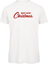 Kerst t-shirt wit - Merry fuckin' Christmas - soBAD. | Kerst t-shirt soBAD. | kerst shirts volwassenen | kerst t-shirts volwassenen | Kerst outfit | Foute kerst t-shirts