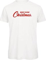 Kerst t-shirt wit S - Merry fuckin' Christmas - rood glitter - soBAD. | Kerst t-shirt soBAD. | kerst shirts volwassenen | kerst t-shirts volwassenen | Kerst outfit | Foute kerst t-shirts