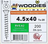 WOODIES® Ultimate Scharnierschroef Torx RVS 4,5x40 Voldraad VE=200 - 61845374