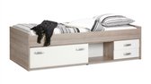 Beter Bed Basic Kajuitbed Pep - Kinderbed met opbergladen - 90x200cm - Eiken/Wit