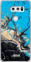 LG V30 (2017) Hoesje Transparant TPU Case - Blue meets Dark Marble #ffffff