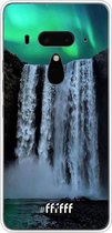 HTC U12+ Hoesje Transparant TPU Case - Waterfall Polar Lights #ffffff