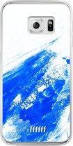 Samsung Galaxy S6 Edge Hoesje Transparant TPU Case - Blue Brush Stroke #ffffff
