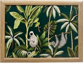Schootkussen/laptray jungle met aap en luiaard print 33 x 43 cm - Botanisch - Schoottafel - Dienblad voor op schoot