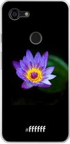 Google Pixel 3 XL Hoesje Transparant TPU Case - Purple flower in the dark #ffffff