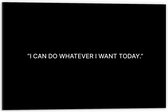 Dibond - Tekst: ''I Can Do Whatever I Want Today - 60x40cm Foto op Aluminium (Wanddecoratie van metaal)