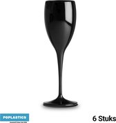 6x Zwarte Onbreekbare Champagneglazen 17cl - Uit Polycarbonaat Kunststof - Flute Glas - Erg Trendy - PGplastics