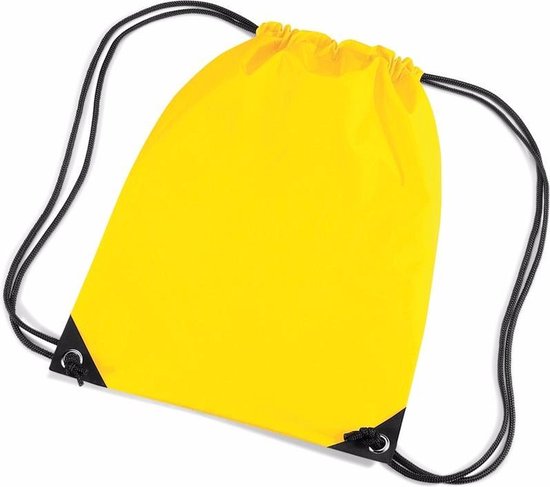 10x stuks gele nylon sport/zwembad gymtas/ gymtasje met rijgkoord 45 x 34 cm - Kinder tasjes