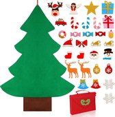 Vilten kerstboom voor kinderen - Inclusief LED verlichting - Kerstcadeau - Muurboom - 26 Ornamenten - Kerst 2020