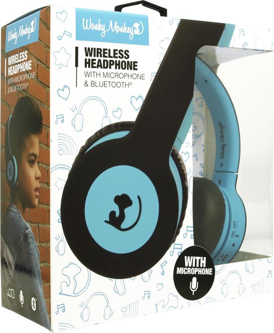 Wonky Monkey - Headset - Draadloos - Bluetooth - Koptelefoon - On ear -  Over ear - Blauw | bol.com