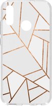 Design Backcover Huawei P Smart (2019) hoesje - Grafisch Wit / Koper