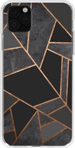 Hoesje Siliconen Geschikt voor iPhone 11 Pro Max - Design Backcover siliconen - Meerkleurig / Black Graphic